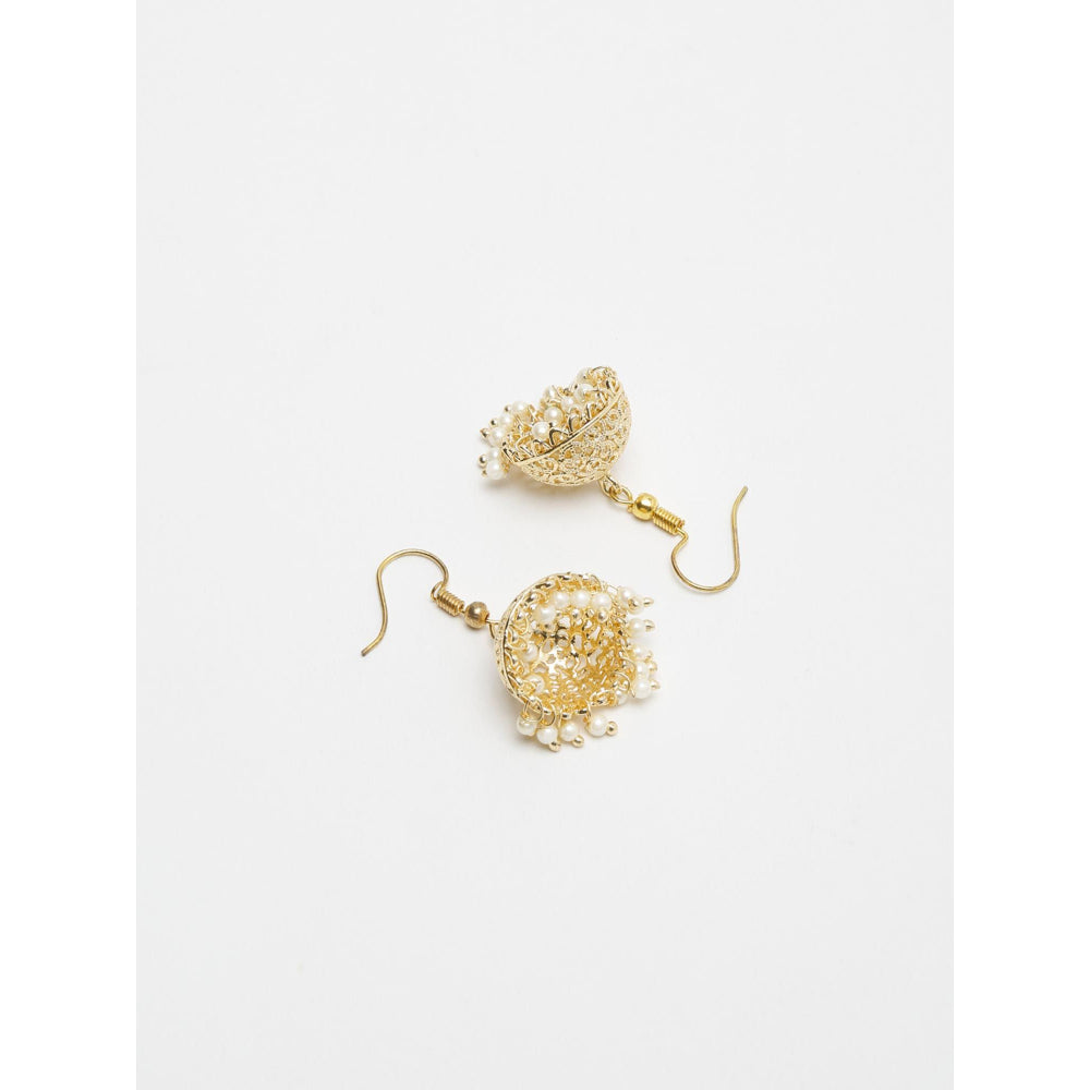 RUBY RAANG STUDIO Gold-Toned Dome Shaped Jhumkas Earrings