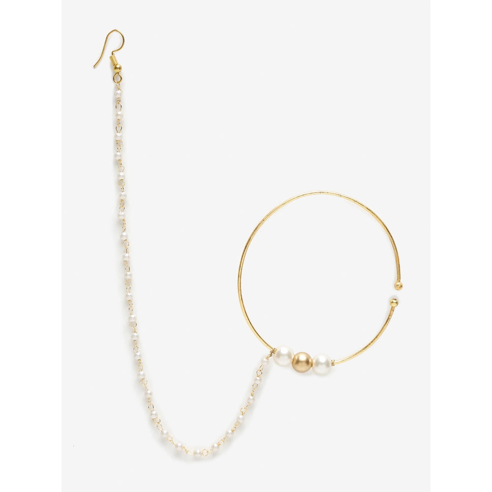 RUBY RAANG STUDIO Dusk Dew Pearl & Gold Nose Ring