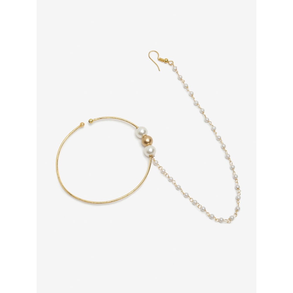 RUBY RAANG STUDIO Dusk Dew Pearl & Gold Nose Ring