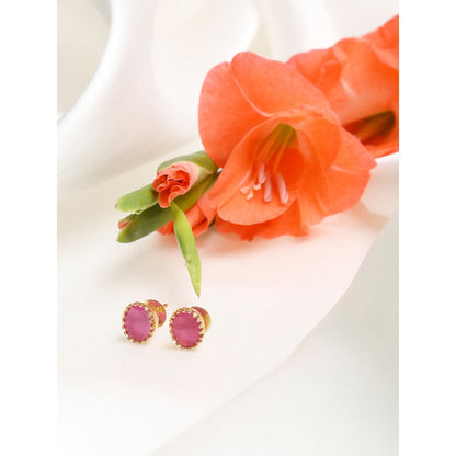 RUBY RAANG STUDIO Dusk Dew Stone Maroon Studs
