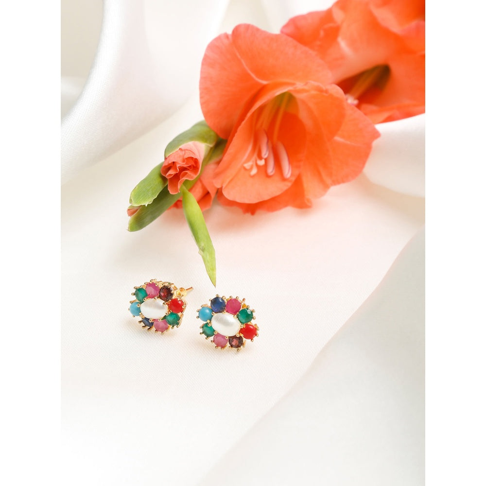 RUBY RAANG STUDIO Dusk Dew Multi Pearl Studs