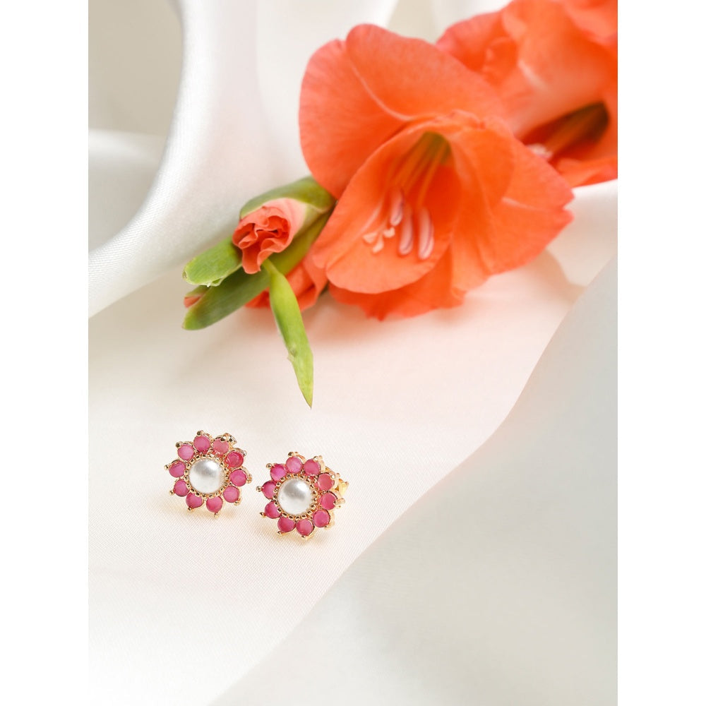 RUBY RAANG STUDIO Dusk Dew Maroon Pearl Studs