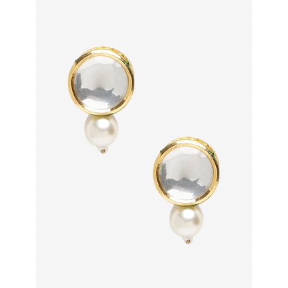 RUBY RAANG STUDIO Dusk Dew Kundan Studs with Pearl Drop