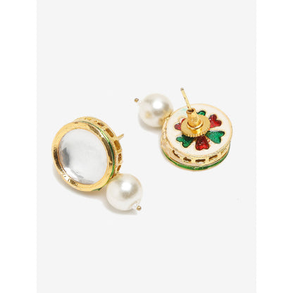 RUBY RAANG STUDIO Dusk Dew Kundan Studs with Pearl Drop