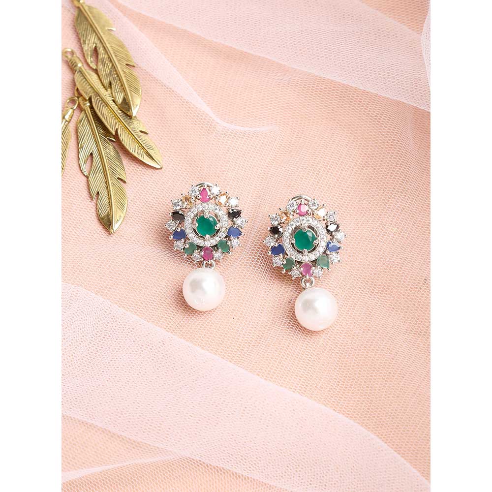 RUBY RAANG STUDIO Dusk Dew Multi Studs with Pearl Drop