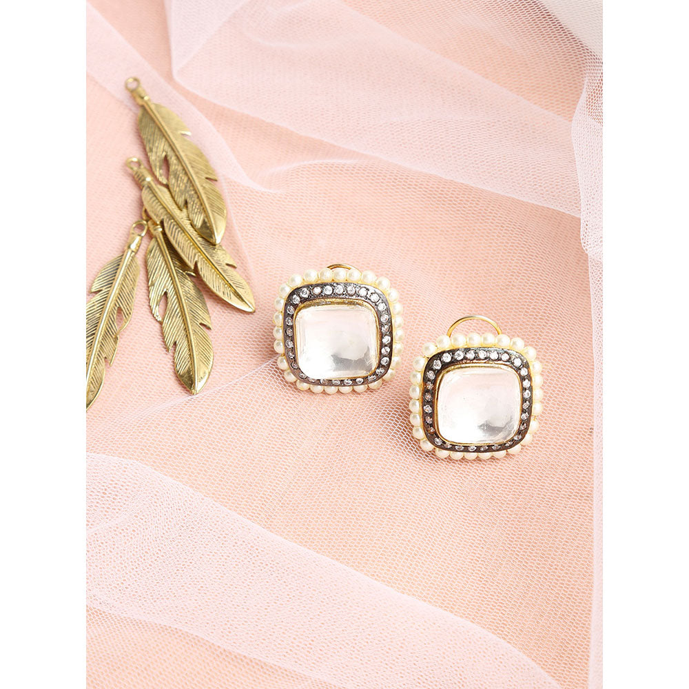 RUBY RAANG STUDIO Dusk Dew Kundan and Pearl Studs