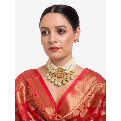 RUBY RAANG STUDIO Dusk Dew Maharani Layered Pearl Neckpiece with Studs