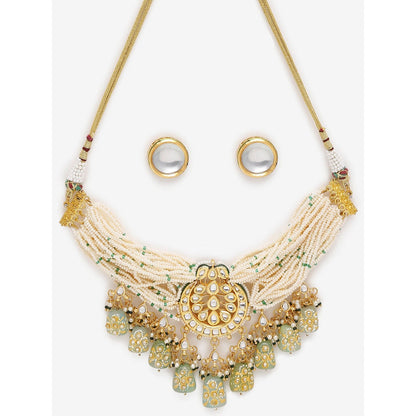 RUBY RAANG STUDIO Dusk Dew Maharani Layered Pearl Neckpiece with Studs