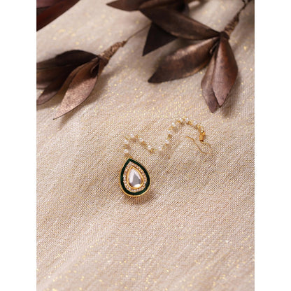 RUBY RAANG STUDIO Nai Fiza Big Drop Kundan Maang Tikka with Amercian Diamonds