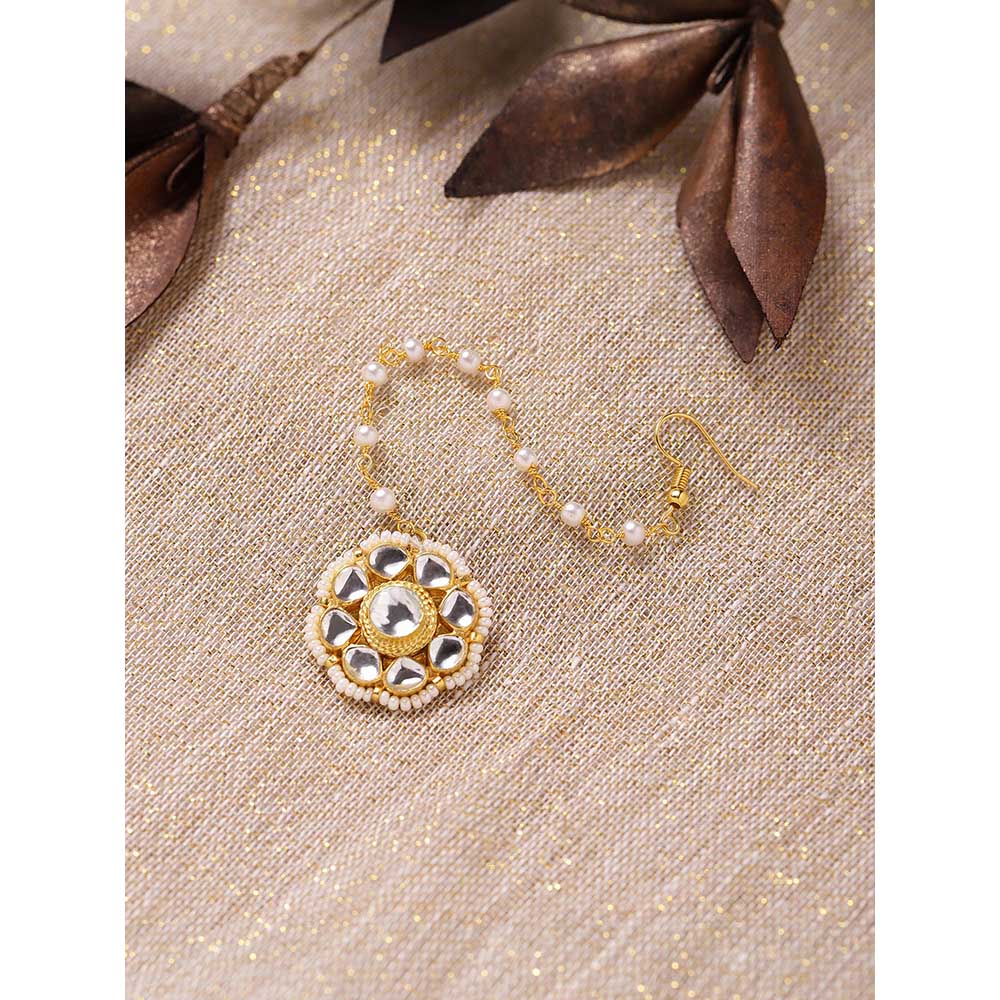 RUBY RAANG STUDIO Nai Fiza Kundan Flower Maang Tikka