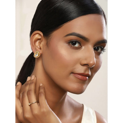 RUBY RAANG STUDIO Nai Fiza Meenakari Detail & Pearl Embellished Kundan Studs