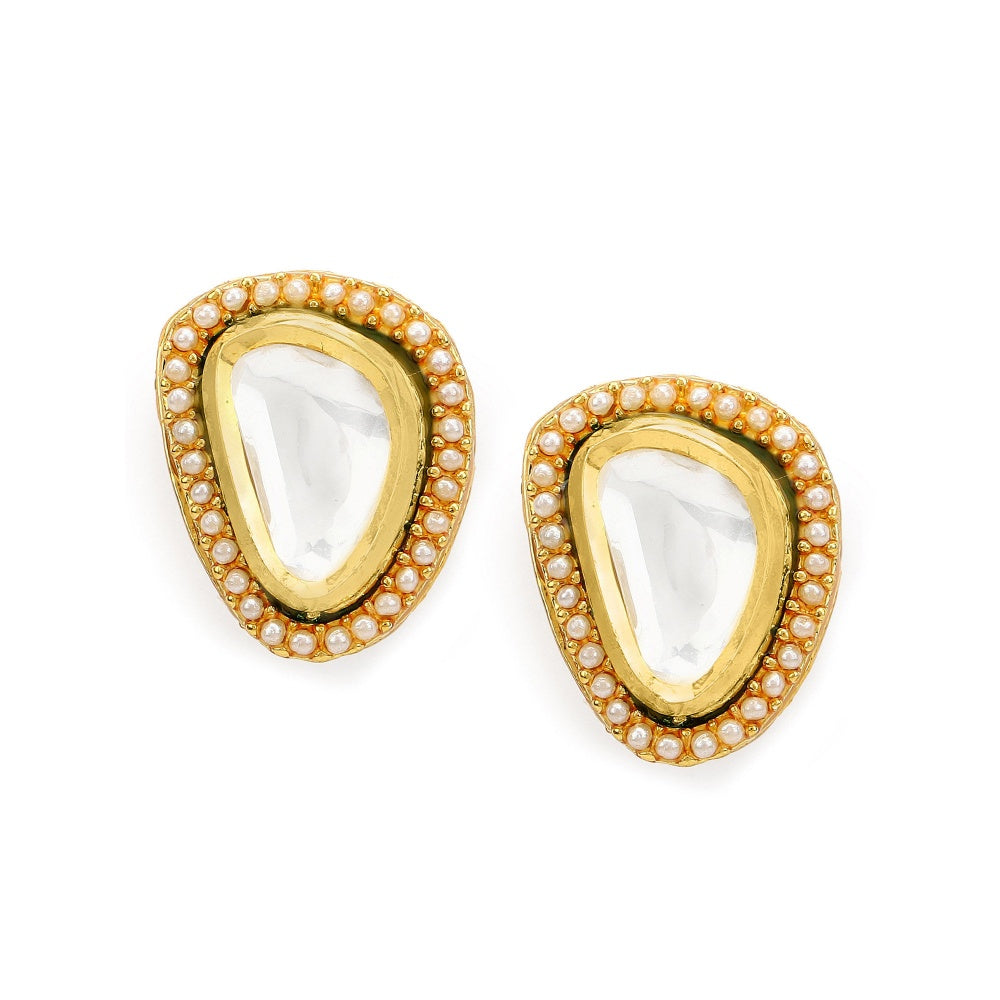 RUBY RAANG STUDIO Nai Fiza Meenakari Detail & Pearl Embellished Kundan Studs