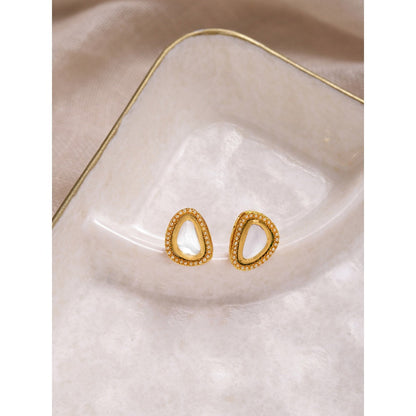 RUBY RAANG STUDIO Nai Fiza Meenakari Detail & Pearl Embellished Kundan Studs