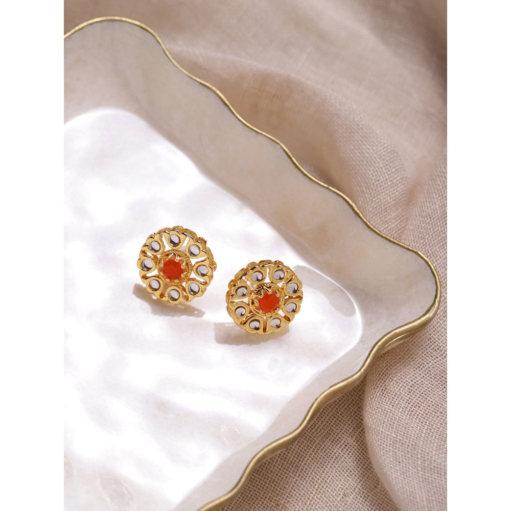 RUBY RAANG STUDIO Nai Fiza Flower Shaped Kundan Studs