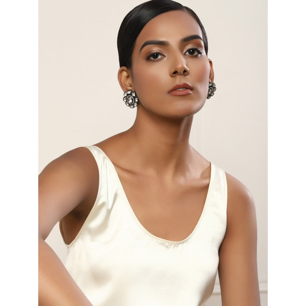 RUBY RAANG STUDIO Nai Fiza Oversized Silver Kundan Studs