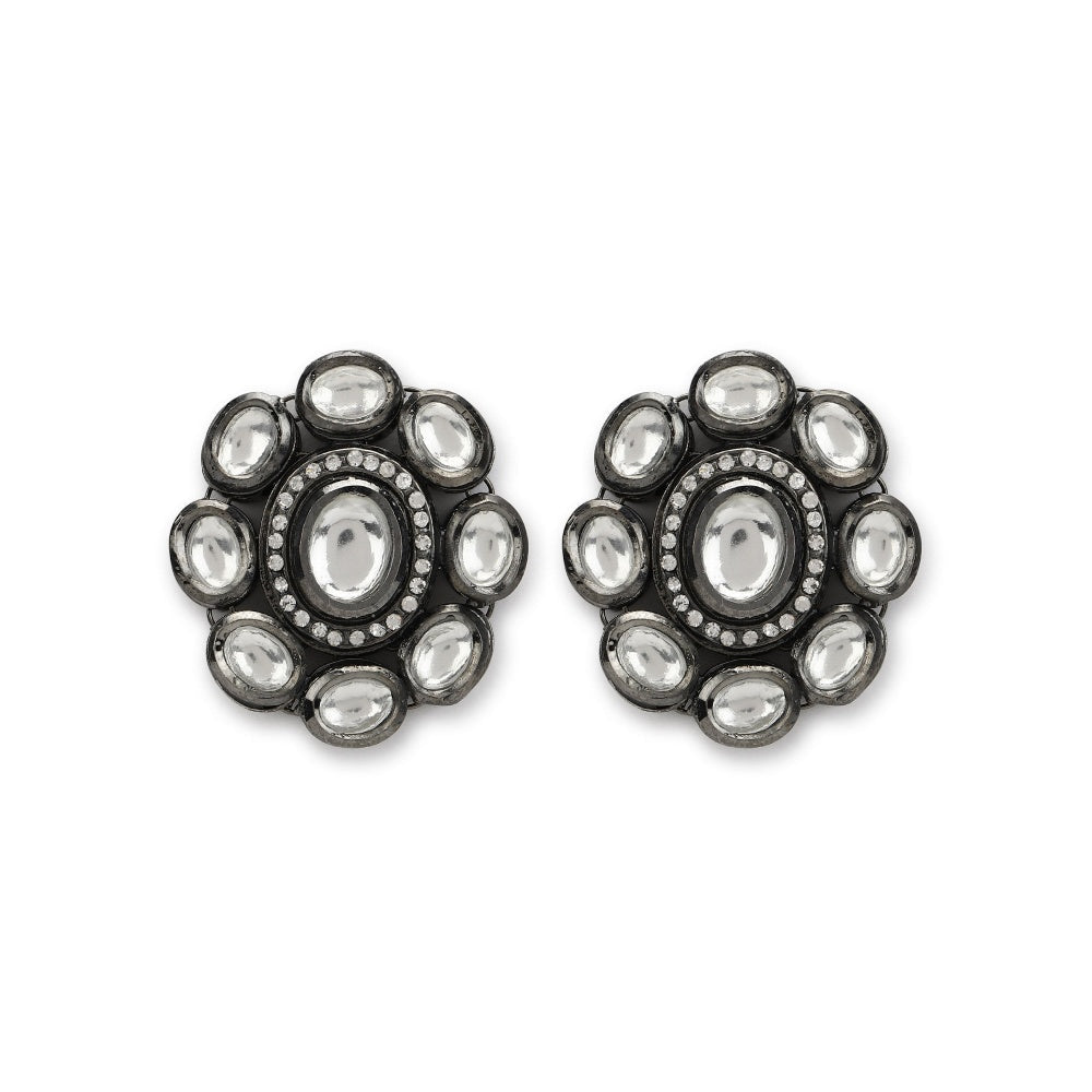 RUBY RAANG STUDIO Nai Fiza Oversized Silver Kundan Studs