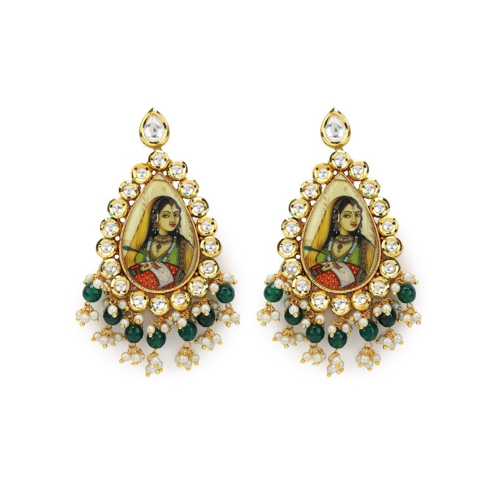 RUBY RAANG STUDIO Nai Fiza Maharani Handcrafted Tear Drop Kundan Earrings