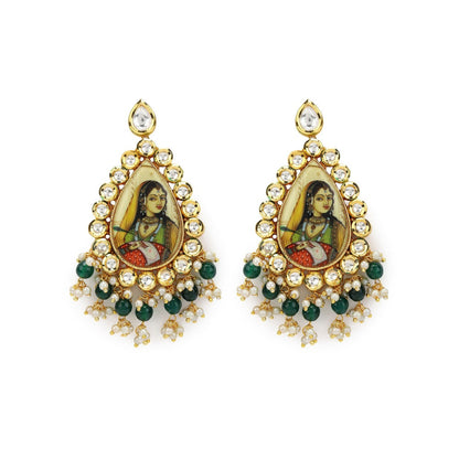 RUBY RAANG STUDIO Nai Fiza Maharani Handcrafted Tear Drop Kundan Earrings