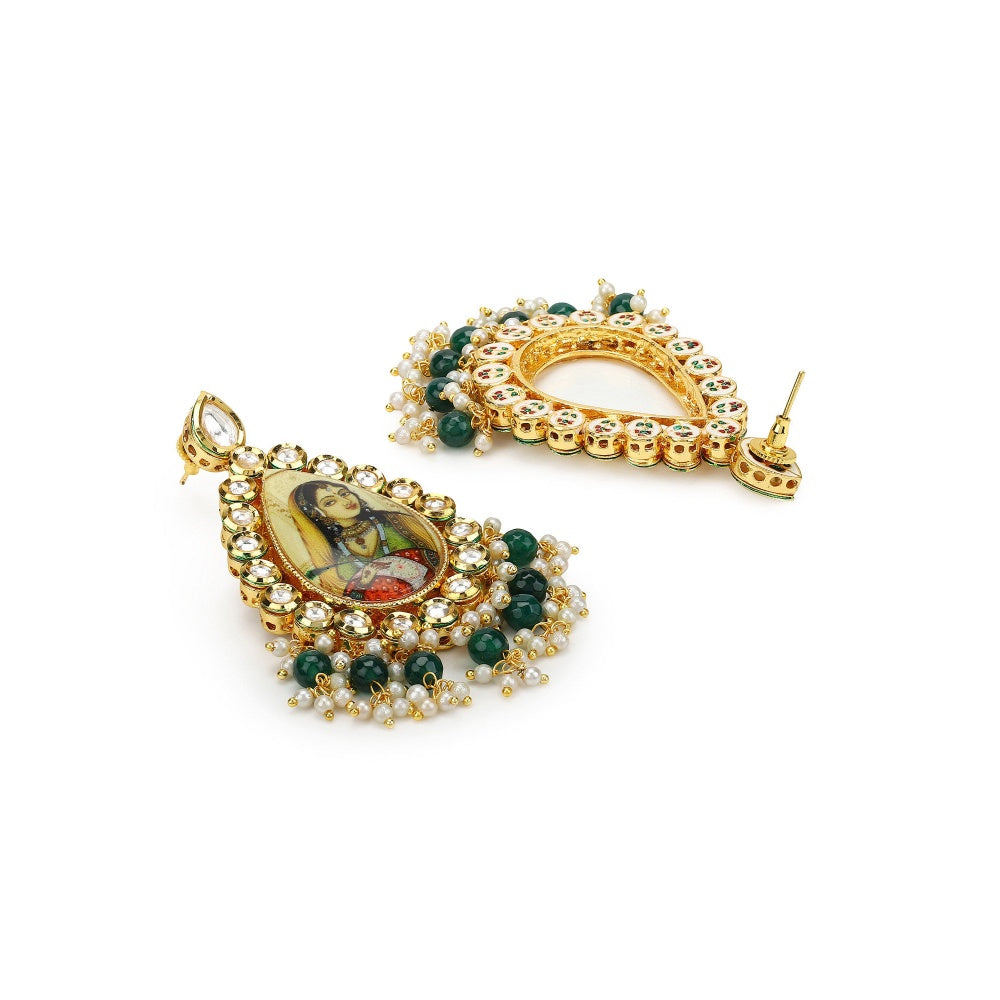 RUBY RAANG STUDIO Nai Fiza Maharani Handcrafted Tear Drop Kundan Earrings
