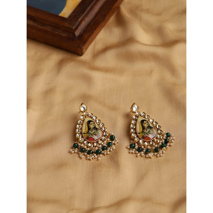 RUBY RAANG STUDIO Nai Fiza Maharani Handcrafted Tear Drop Kundan Earrings