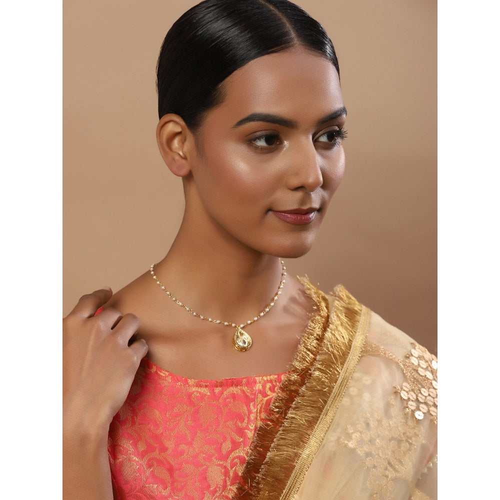RUBY RAANG STUDIO Nai Fiza Tear Drop Kundan Pearl Neckpiece