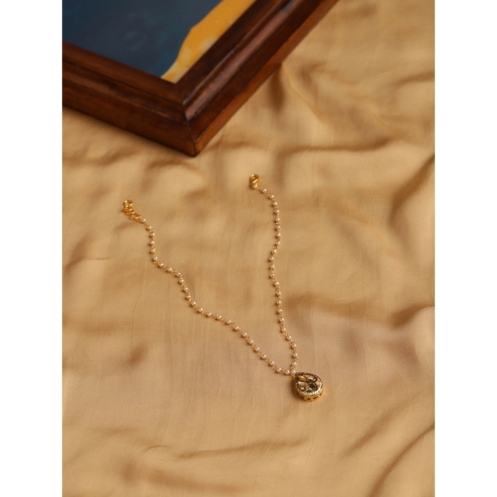 RUBY RAANG STUDIO Nai Fiza Tear Drop Kundan Pearl Neckpiece
