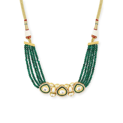 RUBY RAANG STUDIO Nai Fiza Rare Cut Kundan in Green Onyx Choker