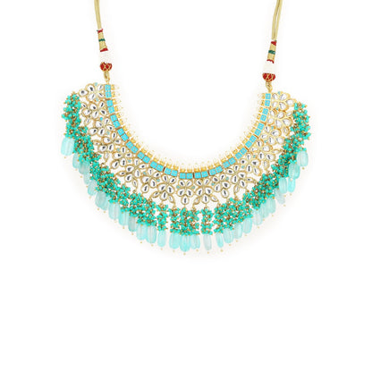 RUBY RAANG STUDIO Nai Fiza Heavy Kundan with Stone Work in Blue Neckpiece