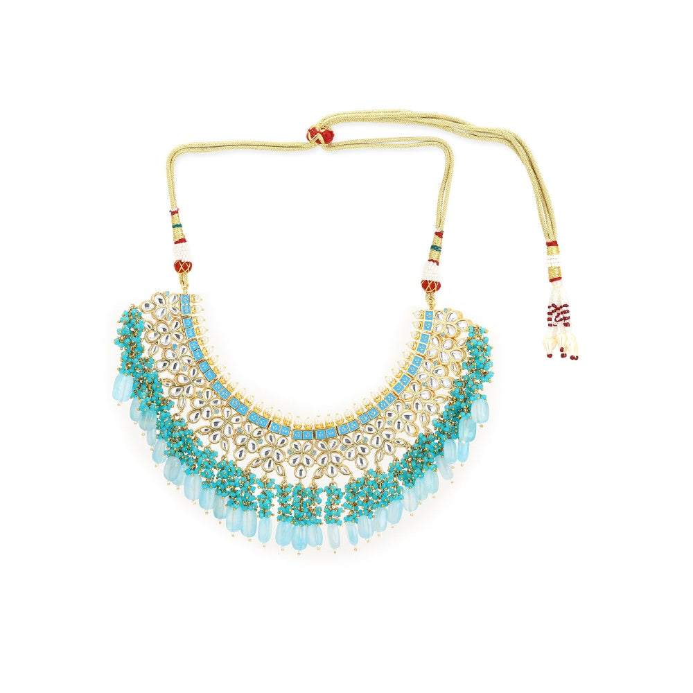 RUBY RAANG STUDIO Nai Fiza Heavy Kundan with Stone Work in Blue Neckpiece