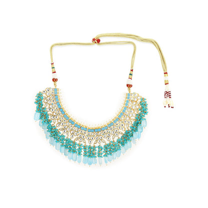 RUBY RAANG STUDIO Nai Fiza Heavy Kundan with Stone Work in Blue Neckpiece