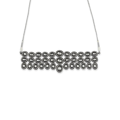 RUBY RAANG STUDIO Nai Fiza Silver Neutral Kundan Layered Choker