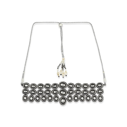 RUBY RAANG STUDIO Nai Fiza Silver Neutral Kundan Layered Choker