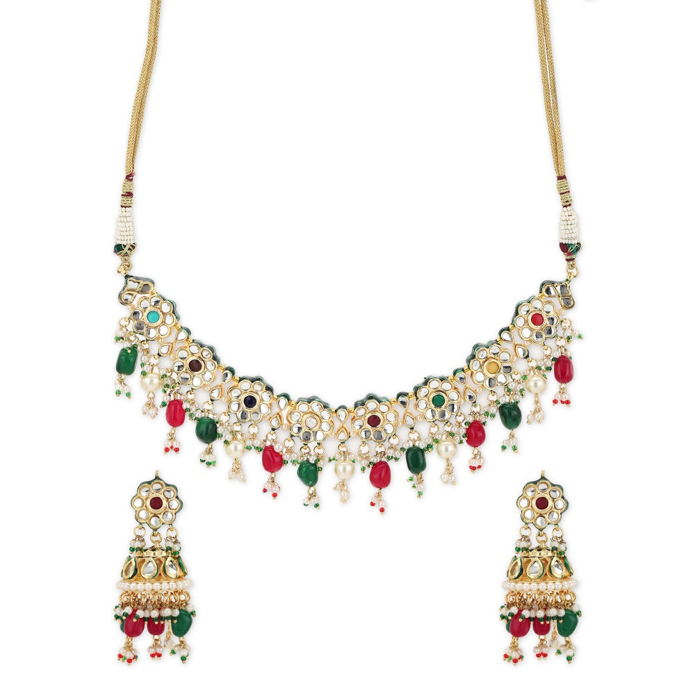 Ruby Raang Studio Kundan Choker With Jhumki Earrings