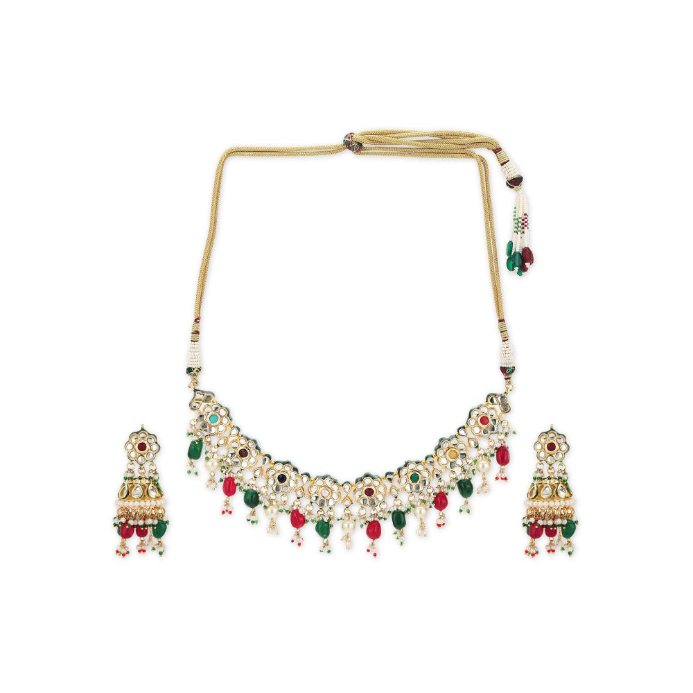 Ruby Raang Studio Kundan Choker With Jhumki Earrings