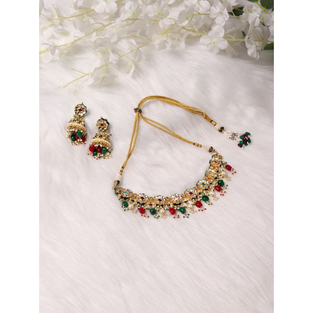 Ruby Raang Studio Kundan Choker With Jhumki Earrings