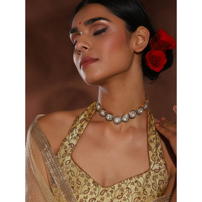 Ruby Raang Studio Royal Blue Kundan Meenakari Neckpiece