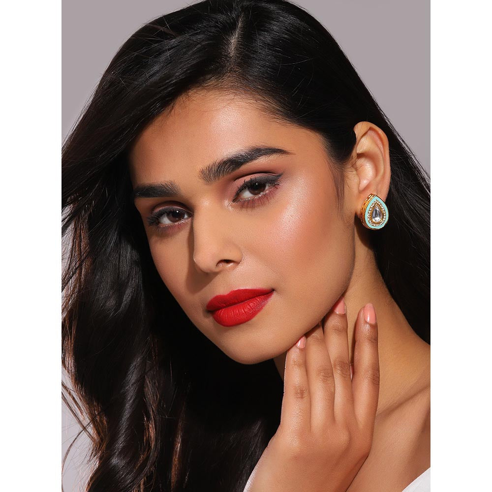 Ruby Raang Studio Blue Kundan Studs