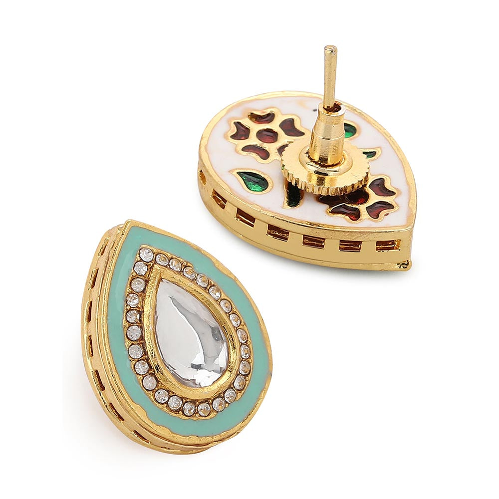 Ruby Raang Studio Blue Kundan Studs