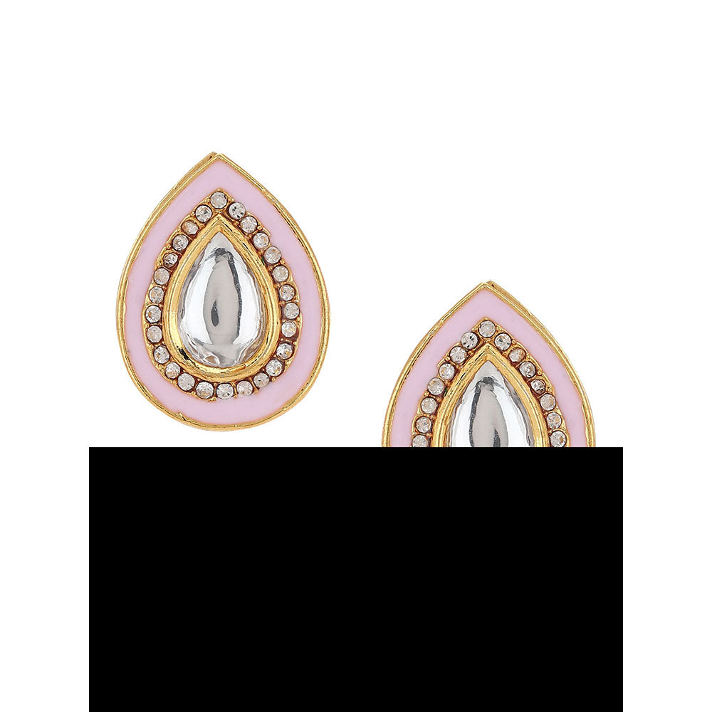 Ruby Raang Studio Pink Meenakaari Kundan Studs