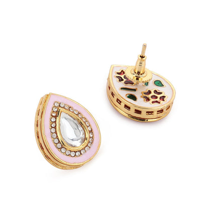 Ruby Raang Studio Pink Meenakaari Kundan Studs