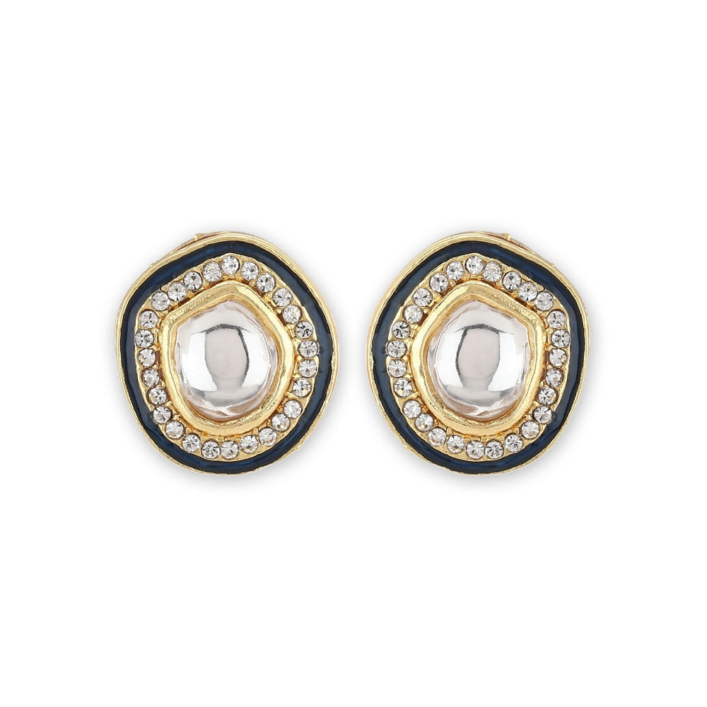 Ruby Raang Studio Blue Meenakari Kundan Studs