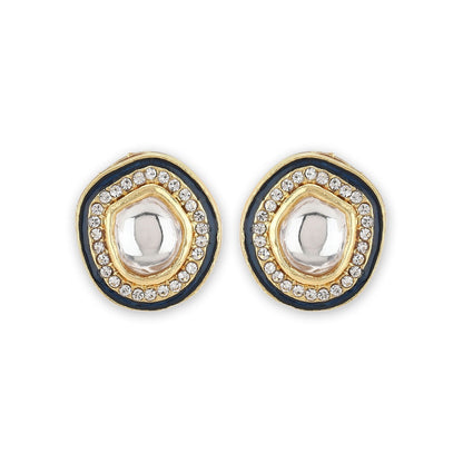 Ruby Raang Studio Blue Meenakari Kundan Studs