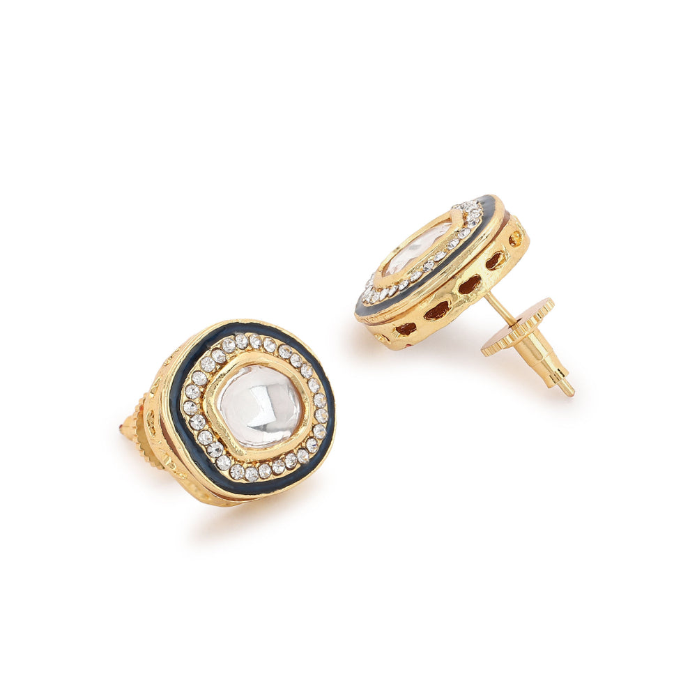 Ruby Raang Studio Blue Meenakari Kundan Studs