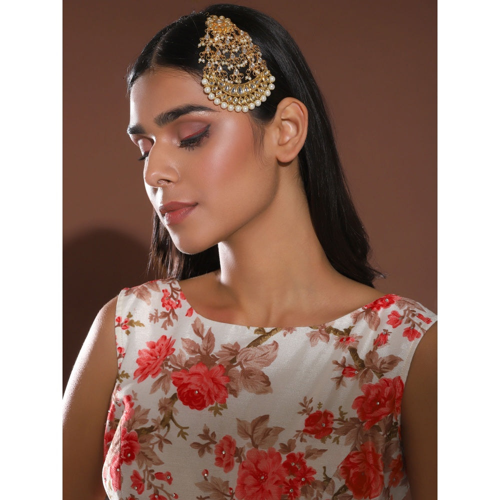 Ruby Raang Studio Pearl Kundan Jhoomar
