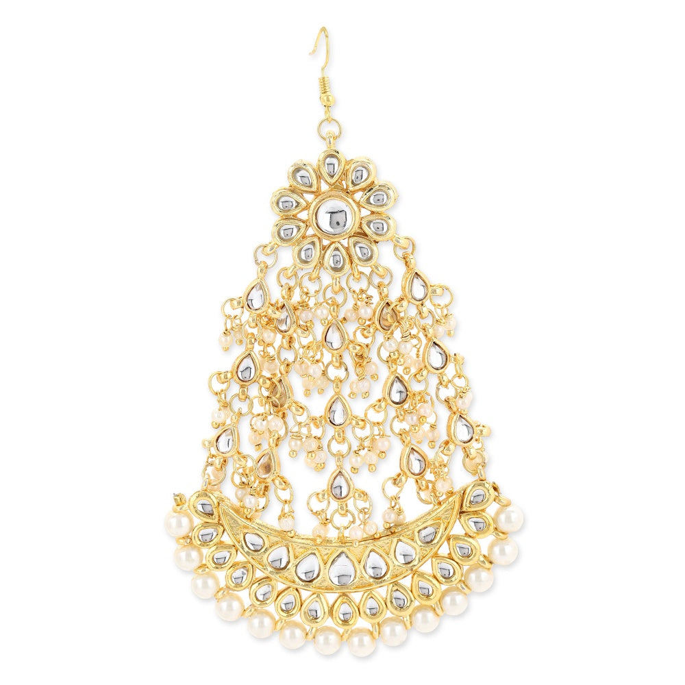 Ruby Raang Studio Pearl Kundan Jhoomar