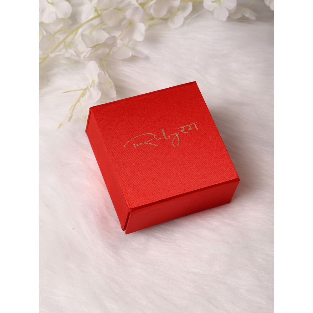 Ruby Raang Studio Pearl Kundan With Maroon Detail Stone Jhoomar