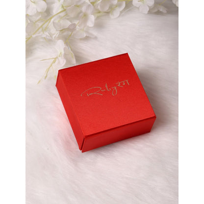 Ruby Raang Studio Pearl Kundan With Maroon Detail Stone Jhoomar