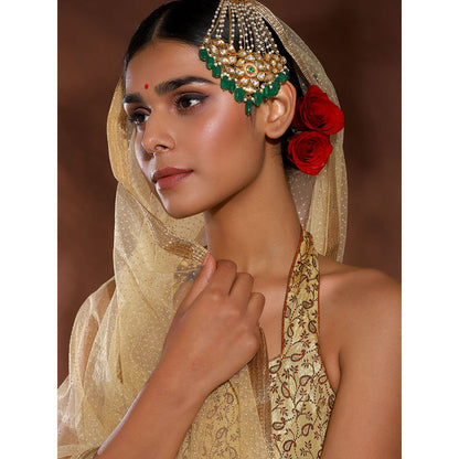 Ruby Raang Studio Green Kundan Jhoomar