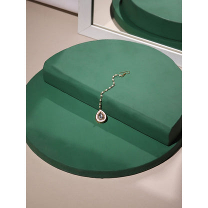 Ruby Raang Studio Pink Kundan Maang Tikka With Pearl Sring