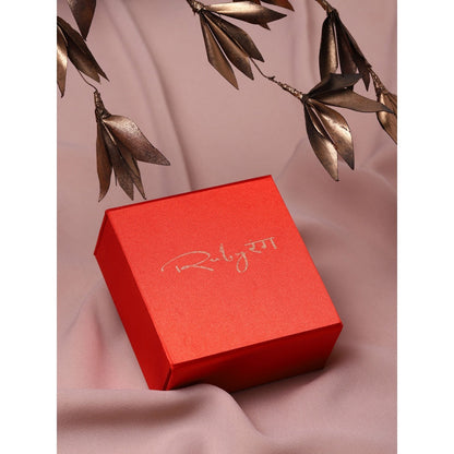 Ruby Raang Studio Blue Kundan Maang Tikka With Pearl Sring